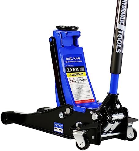 3 Ton Low Profile Floor Jack, Professional Low Profile Hydraulic Jack, Heavy Duty Steel Racing Floor Jack with Dual Piston Quick Lift Pump, 3 Ton (6,600 lb) Capacity, Lift Range 3.3"-18.5"