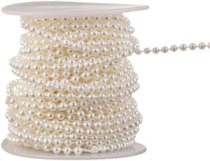 3mm Millet Beads Crafts Faux Pearl Beads Garland Pearl Bead Roll Strand of Pearls to Decorate Floral Centerpieces Wedding Party Favor Christmas Tree(33 Feet Ivory)