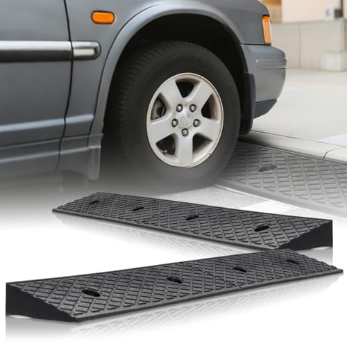 Magshion 2pcs 2" Rise Threshold Ramp Heavy Duty Loading Driveway Ramp Rubber Curb Ramp 36.5 in L x 6 in W x 2 in H for Cars, Warehouse, Wheelchair, Motorcycles