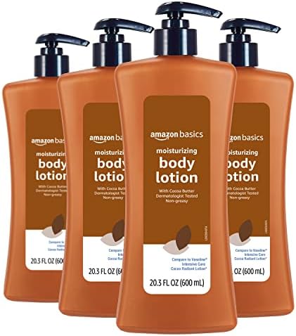 Amazon Basics Cocoa Butter Body Lotion, Lightly Scented, 20.3 Fl Oz, Pack of 4
