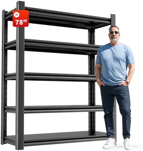 Garage Shelving,Storage Shelves,Adjustable 5 Tier Metal Heavy Duty Racks,Tool Utility Shelf Industrial for Garage Warehouse Basement,18" D x48 Wx78 H
