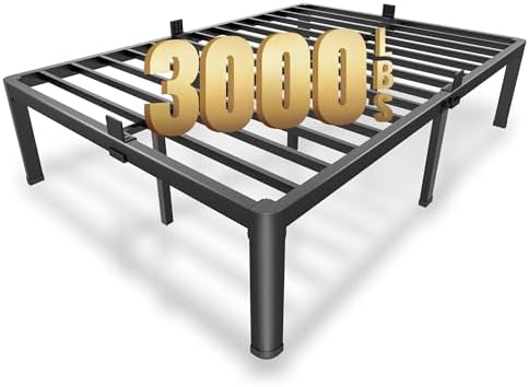 MAF 12 Inch Full Size Metal Platform Bed Frame with Round Corner Legs, Mattress Slide Stopper, 3000 LBS Heavy Duty Steel Slats Support, No Box Spring Needed, Noise Free