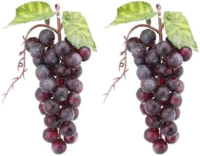 2PCS Purple Simulation Grapes, Fake Fruit Artificial Grapes The Kitchen Fruit Home Kitchen Thanksgiving Christmas Decoration Fruit Basket Decoration (36 Grains)