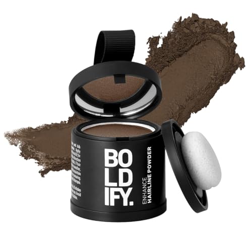 BOLDIFY Hairline Powder (LARGE, 10g) - Root Touch Up Hair Color for Gray Coverage - Bald Spot Concealing Hair Powder for Women & Men - 48-Hour Stain-Proof - Light Brown