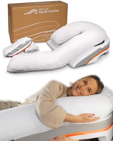MedCline Reflux Relief System Bundle, Bed Wedge Pillow for Acid Reflux and GERD Relief with Therapeutic Body Pillow, Insert, and Extra Covers, Comfortable Sleep Position, Large for 6'0" or Taller