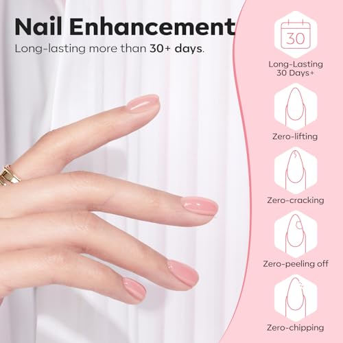 modelones Builder Nail Gel, 2 Pcs Clear and Rose Nude Pink Gel Builder for Nail Thickening Apex Building 8-in-One Rubber Base Gel Polish Nail Strengthener Extend Gel LED Nail Lamp Cured Hard Gel 10 ml