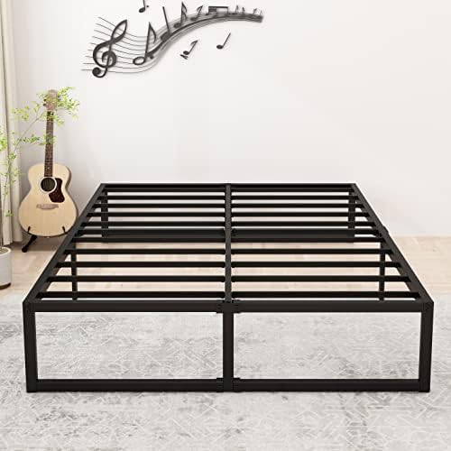 16 Inch California King Bed Frames No Box Spring Needed Heavy Duty Metal Cal King Platform for Mattress Foundation, Noise Free, Easy Assembly, Black