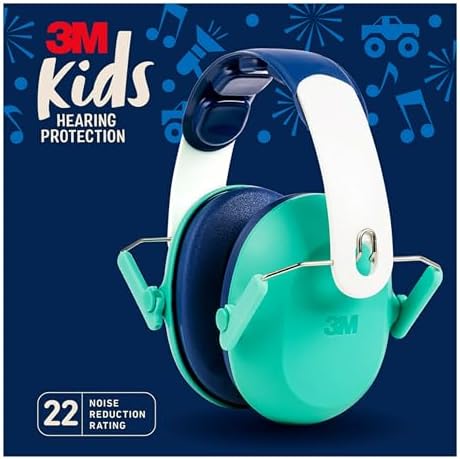 3M Kids Hearing Protection, Hearing Protection for Children with Adjustable Headband, 22dB Noise Reduction Rating, Studying, Quiet, Concerts, Events, Fireworks, For Indoor and Outdoor Use, Green