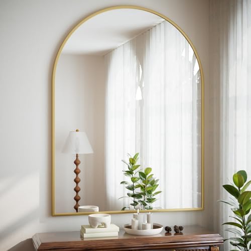 HARRITPURE 36"x48" Arched Bathroom Mirror - Gold Wall Mounted Vanity Mirror Aluminum Alloy Frame Large Arch Wall Mirror for Living Room, Bedroom and Entryway
