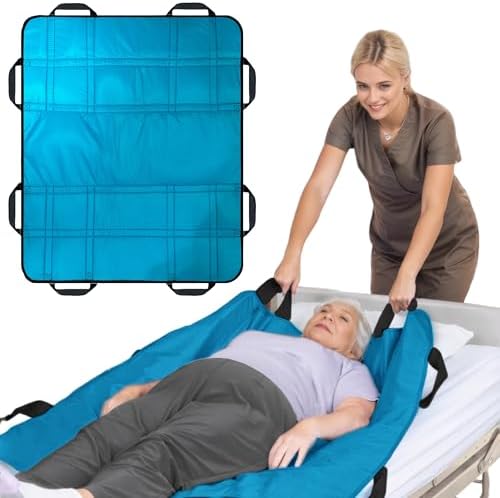 Upgraded 3-Layer Comfort Positioning Bed Pad 48" x 40" with Reinforced Handles Washable Waterproof Transfer Board for Turning Inconvenience Care Transfer Sheet (Aqua Teal)
