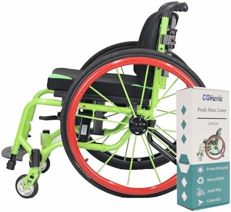 1pair Push Rim Covers, 24 inch Wheelchair Cover, Silicon Wheel Covers (Red)