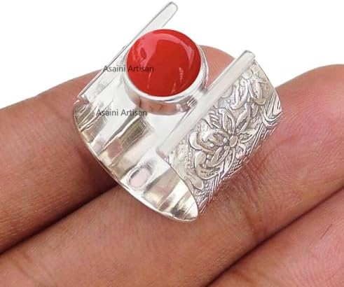 Timeless Elegance: 7MM Round Gemstone Pure 925 Sterling Silver Gift Floral Engraved Ring for Every Occasion