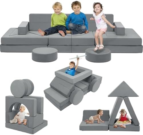 22Pcs Modular Kids Play Couch - Kids Couch for Playroom Bedroom Living Rooms Toddler Sofa for Inspiring Child Creativityï¼ŒChildren Convertible Foam Sofa