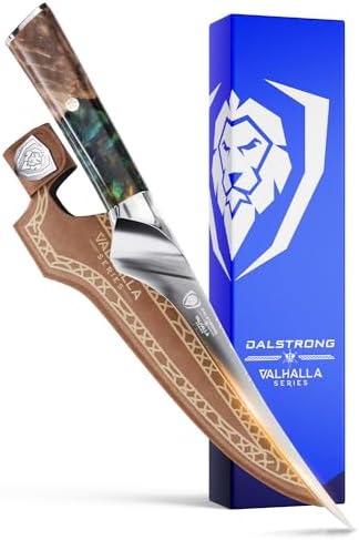 Dalstrong Fillet Knife - 7 inch Flexible Blade - Valhalla Series - Celestial Resin & Wood Handle Gift Knife - Fish Meat Cutting, Carving, Bone, Trimming, Deboning - Leather Sheath Included