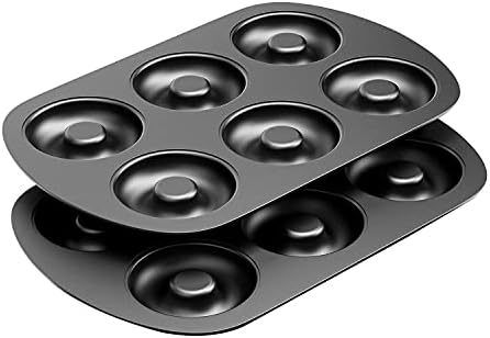 Tiawudi Non-Stick 6-Cavity Donut Baking Pans, Makes Individual Full-Sized 3 1/4" Donuts, Set of 2