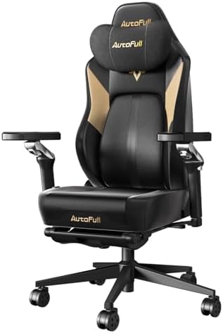 AutoFull M6 Gaming Chair, Ventilated and Heated Seat Gaming Chair with 360° Adjustable Armrest, AUTO Dynamic Tracking Lumbar Support Ergonomic Office Chair with Footrest, Black