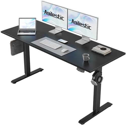 Agilestic Electric Standing Desk, 55 x 24 Inches Height Adjustable Desk, Sit Stand up for Work Office Home, Ergonomic Rising Gaming Computer Table with Memory Preset, Black