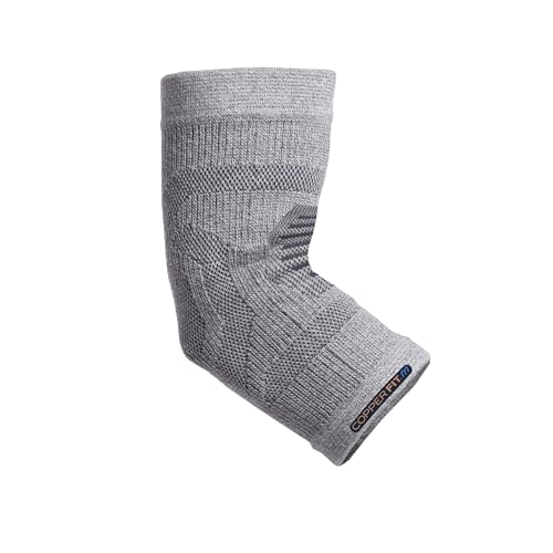 Copper Fit Mobilizer Elbow Sleeve – Mobility, Pain, Swelling, Inflammation, Circulation - Advanced Recovery for Arthritis, Tendonitis, Golf and Tennis Elbow Brace for Men and Women (Gray, Large/XL)