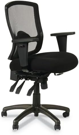 Alera Etros Series Petite Mid-Back Multifunction Mesh Chair, Black