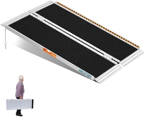 Wheelchair Ramp 4ft, Non-Skid Aluminum Portable Ramps for Wheelchairs for Home Steps, 800 LBS Capacity Wheel Chair Handicap Ramp for Entry, Doorway, Homes, Stairs 48" Lx 29.2" Wx2H