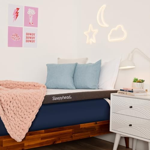 Sleepyhead College Dorm Room Essential Gel Infused Mattress Topper Twin XL, Thick, Cooling Memory Foam Mattress Topper, Washable Cover, 2'' Gel Mattress Pad, 38x80 inches