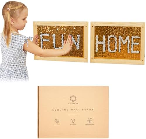 ODOXIA Sequins Sensory Wall Frame | Reversible Sequins Board for Kids | Sensory Sequins Fabric | Sequins Fabric Sensory Wall | Flip Sequin Board