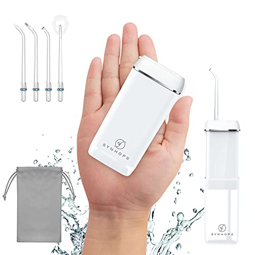 SYNHOPE Water Flosser [Mini Cordless Portable] Oral Irrigator Water Teeth Cleaner pick, Telescopic Water Tank, 3 Modes & IPX7 Waterproof, Home & Travel Water Flossers for Teeth, Braces Bridges CareGET 20% OFF STOREWIDE!