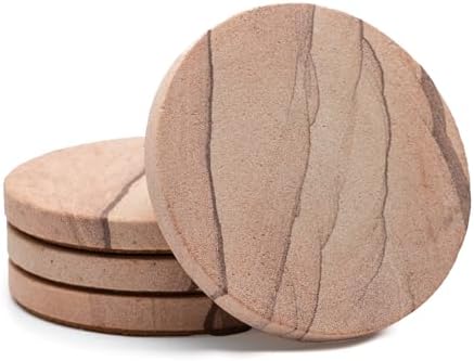 Thirstystone Cinnabar Brand, Multicolor All Natural Sandstone-Durable Stone with Varying Patterns, Every Coaster Is An Original, 4 inch round