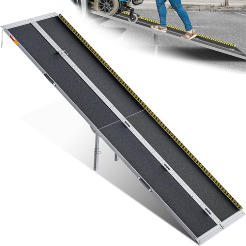 VNN Portable Wheelchair Ramp 10FT, Non-Slip Aluminum Folding Handicap Ramps, Door Threshold Wheelchair Ramps for Home, Wheel Chair Ramp for Home Steps, Threshold Ramp for Car, Doorways, Curbs, Stairs