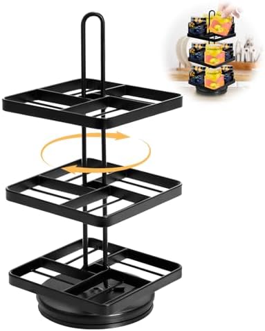 3-Tier 12 Flavor Storage Holder Compatible With Ninja Thirsti,Turntable 360 Thirsti Flavored Water Drops Organizer,Flavor Pod Holder Compatible With Ninja Thirsties Drink System