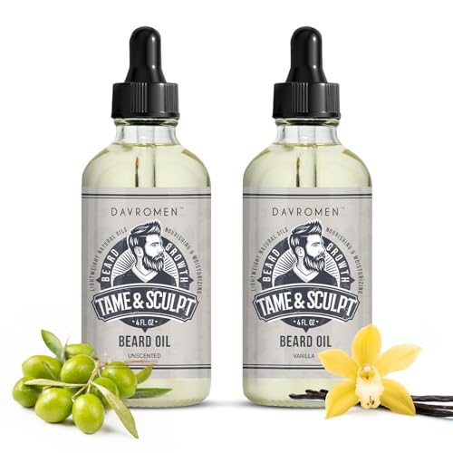 4 Fl Oz Beard Oil for Men- Vanilla & Unscented Natural Beard Wash with Argan and Jojoba Oil, Beard Conditioner for Deeply Moisturizes, Shea Butter Moisture for Men(2 Pack)