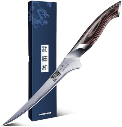 Fillet Knife 7 Inch, Super Sharp Boning Knife in High Carbon Steel AUS-10, Professional Japanese Fish Knife for Meat Poultry Cutting
