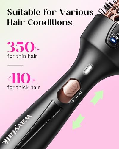 Wavytalk Thermal Brush for Blowout Look, Blowout Express 1.5 Inch Ionic Thermal Round Brush Makes Hair Smoother Get Natural Curls, Dual Voltage, Easy to Use