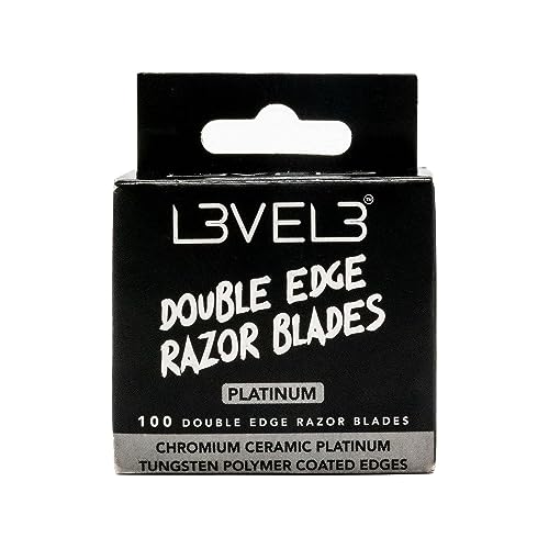 Level 3 Double Edge Razor Blades - Platinum Coated, Stainless Steel Razor Blades for the Close Shave - for Double Edged Safety Razors - 100 Count