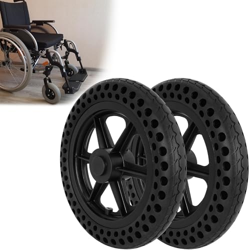 12''X2.0'' Wheelchair Wheels Assembly 12 Inch Rear Wheel Solid Tire Construction,Back Wheel Replacement for Manual Wheelchairs Transport Chair Replacement Parts (One Pair)