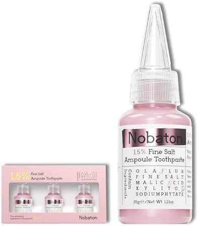 Nobaton.Whitening Toothpaste(Repel Plaque 250% Better|Remineralize) with Organic Olaflur&Fruit Acid to Remove Deep Stains, Smooth-Texture 1.5% Sea Salt to Soothe Inflammation, 3 Bottles(1.23 oz Each)
