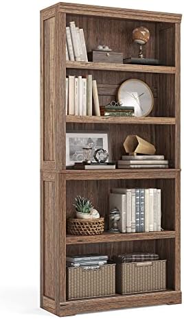 LINSY HOME 5-Shelf Bookcase, Bookshelves Floor Standing Display Storage Shelves 68 in Tall Bookcase Home Decor Furniture for Home Office, Living Room, Bed Room - Dark Brown