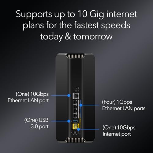 NETGEAR Nighthawk Tri-Band WiFi 7 Router (RS700S) - Security Features, BE19000 Wireless Speed (up to 19Gbps) – 10 Gig Internet Port - Covers up to 3,500 sq. ft., 200 Devices (Renewed)