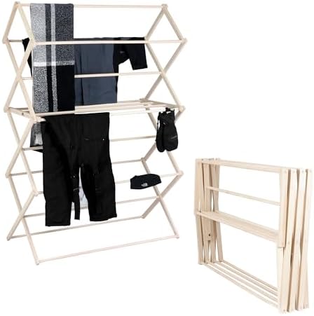Pennsylvania Woodworks Clothes Drying Rack: Solid Maple Hard Wood Laundry Rack for Blankets, Towels, Bedding & More, Heavy Duty Folding Drying Rack, Made in USA, No Assembly Needed, XXLarge