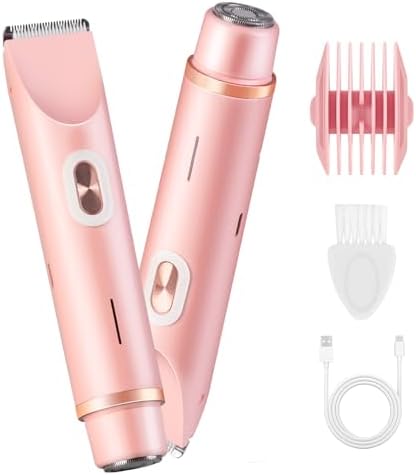 2025 New Bikini Trimmer for Women, Dermave Bikini Shaver, Electric Shaver for Women, 2 in 1 Womens Body Shaver, Dual Head Electric Razor, Ipx67 Waterproof Wet & Dry Use Body Hair Trimmer (Pink)