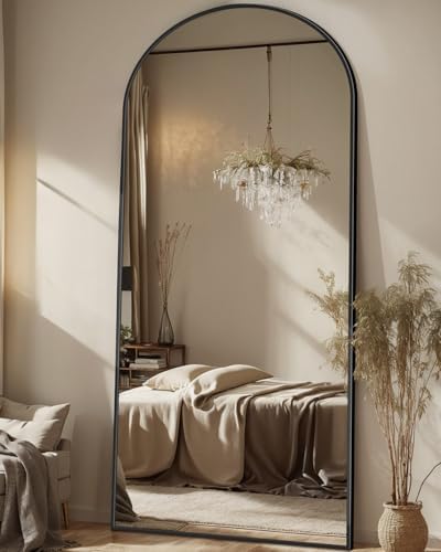 Antok Full Length Mirror, 71"x28" Floor Mirror, Arched Floor Standing Freestanding Arch Full Body Mirrors with Stand for Bedroom, Hanging Mounted for Living Room Cloakroom,Black