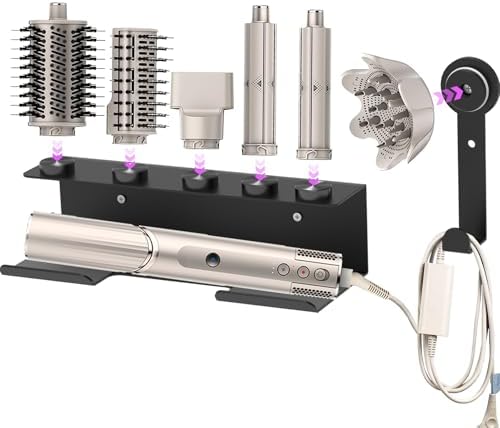Hair Dryer Holder for Shark Flex Style, Wall Mount Holder Compatible with Shark FlexStyle, Curling Wand Organizer, Rack with Cord Hanger for Accessories Curlers Brushes Diffuser and Attachments