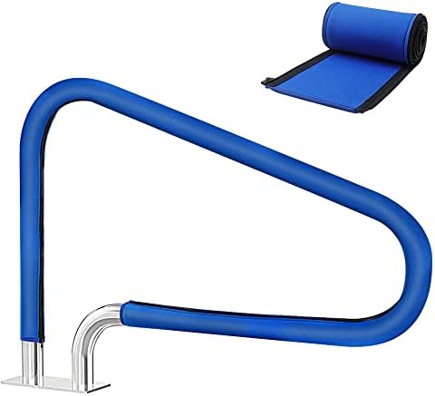 Pool Handrail Cover, 6 Feet Swimming Pool Hand Railing Covers with Zipper Non Slip Anti-Scald Safety Rail Grip Handles Sleeve for Swimming Pools Inground Ladder Hand Rail Grips-Blue