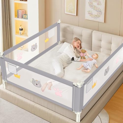 Height Adjustable Bed Rail for Toddlers, Kids Safety Baby Bed Rail for Twin/Full/King/Queen Size Bed (1 Side, 74.8 Inch)