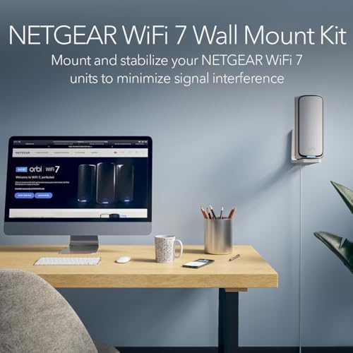 NETGEAR WiFi 7 Wall Mount Kit (RBEWM-10000S) – Compatible with All Orbi WiFi 7 Mesh Systems and Nighthawk WiFi 7 Routers, White