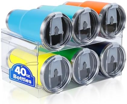 Water Bottle Organizer for Stanley 40 oz, 2 Pack Stackable Water Bottle Organizer, Clear Holder for Tumbler Travel Mug Cup, Kitchen Pantry Refrigerator Organization and Storage