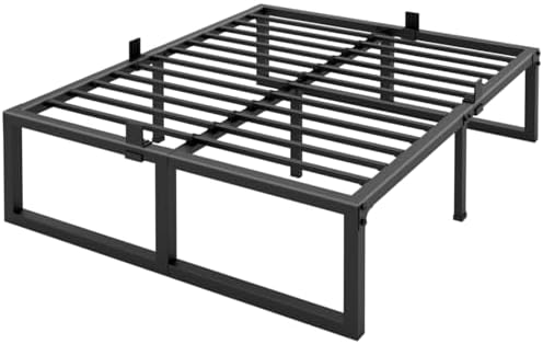 18 Inch Queen Bed Frame,3500 lbs Heavy Duty Metal Platform, Steel Slats Support/No Box Spring Needed/Noise Free/Non-Slip/Easy Assembly