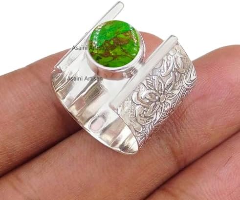 Timeless Elegance: 7MM Round Gemstone Pure 925 Sterling Silver Gift Floral Engraved Ring for Every Occasion