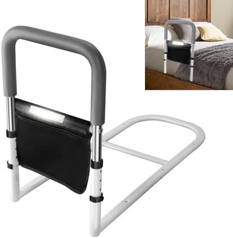 Bed Rails for Ederly Adults Safety, Adjustable Height Bed Assist Rails for Seniors Fall Prevent Grab Bar Fits King Queen Full Twin Bed…