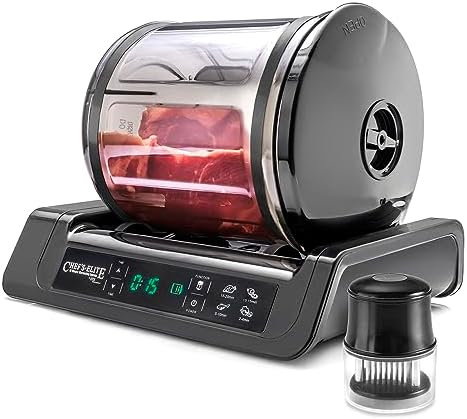STX International Chef's Elite Vacuum Marinator & Tumbler | Marinate Meat & Vegetables in 15 Minutes | Adjustable Timer | Auto Shut-Off | Meat Tenderizer Included